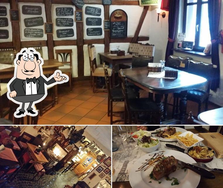 Among different things one can find interior and food at Das Loreley Weinstübchen