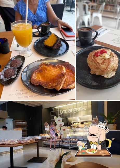 Dê uma olhada a ilustração ilustrando comida e interior no Dosette Café