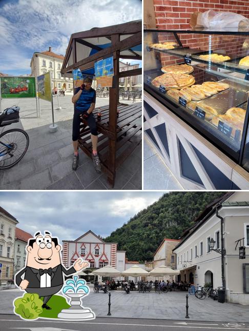 Dai un’occhiata alla foto che presenta la esterno e pizza di Meti-Pek pekarstvo in slaščičarstvo d.o.o., poslovna enota pekarna Kamnik 2