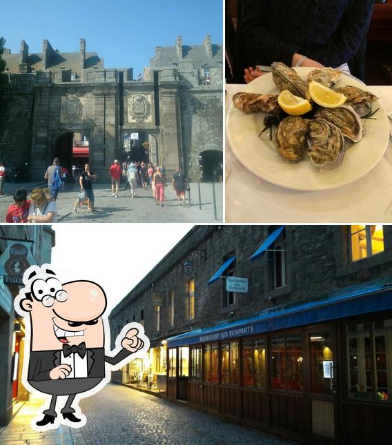 This is the image showing exterior and seafood at Le Café de Saint Malo