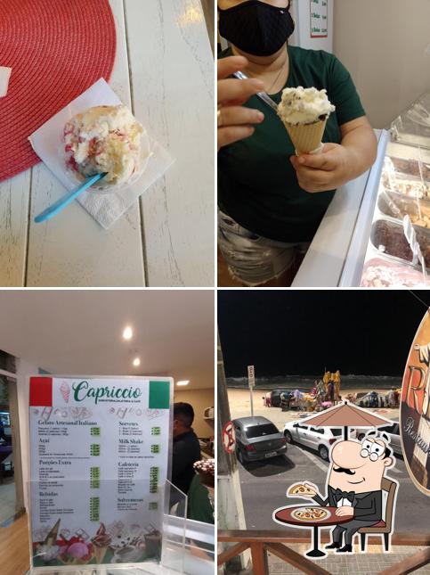Entre diferentes coisas, exterior e comida podem ser encontrados no Capriccio sorveteria e gelateria e cafe