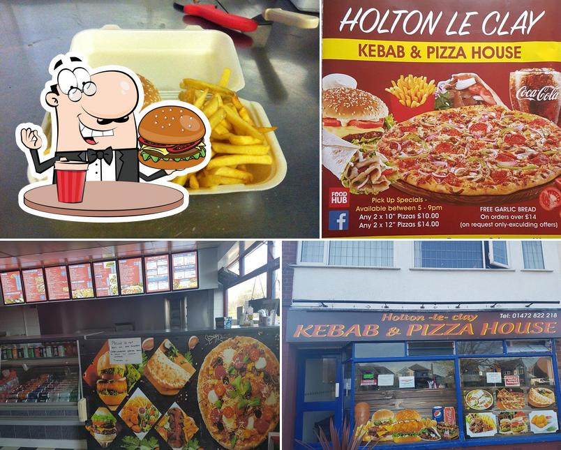 Try out a burger at HOLTON LE CLAY PIZZA & KEBAB HOUSE