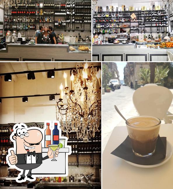 Parmi les diverses choses de la comptoir de bar et la boire, une personne peut trouver sur Caffè Roma
