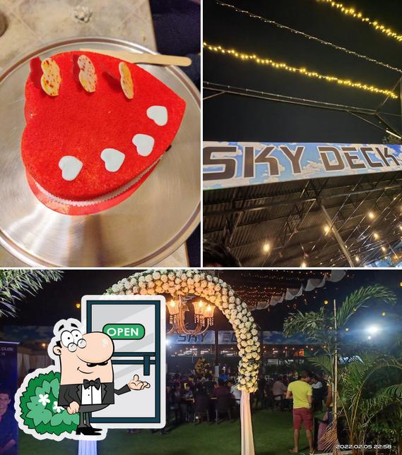 Check out the image depicting exterior and dessert at Sky Deck Restaurant