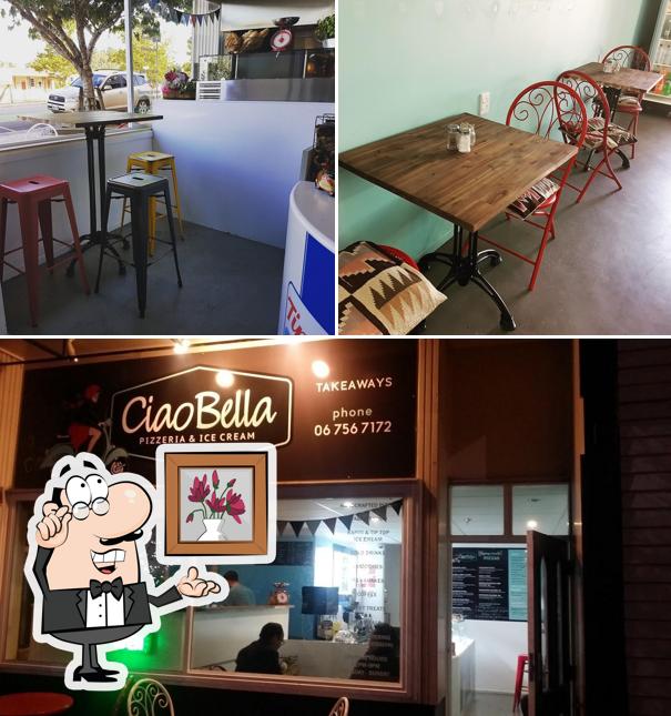 The interior of Ciao Bella Pizzeria & Ice Cream, caterers