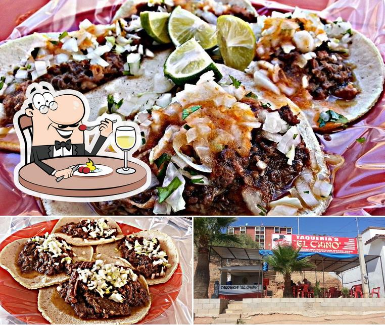 This is the image displaying food and exterior at Taqueria El Chino