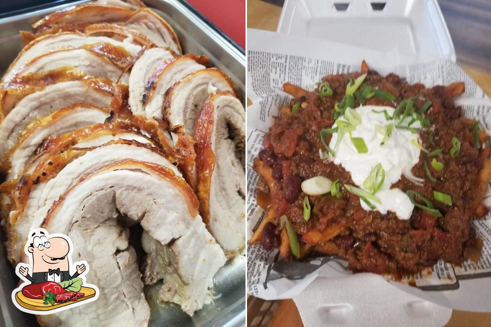 Order meat dishes at Samuel's Sammiches and Filipino BBQ Inc