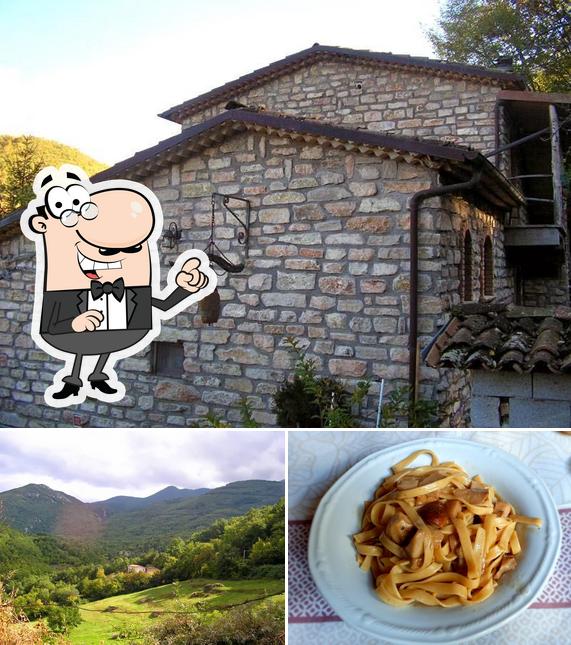 Dai un’occhiata alla immagine che raffigura la esterno e cibo di Dimora Rurale il Campanaccio