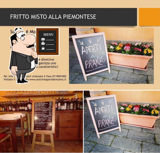 Antichi sapori del Mulino presenta il menu scritto su una lavagna