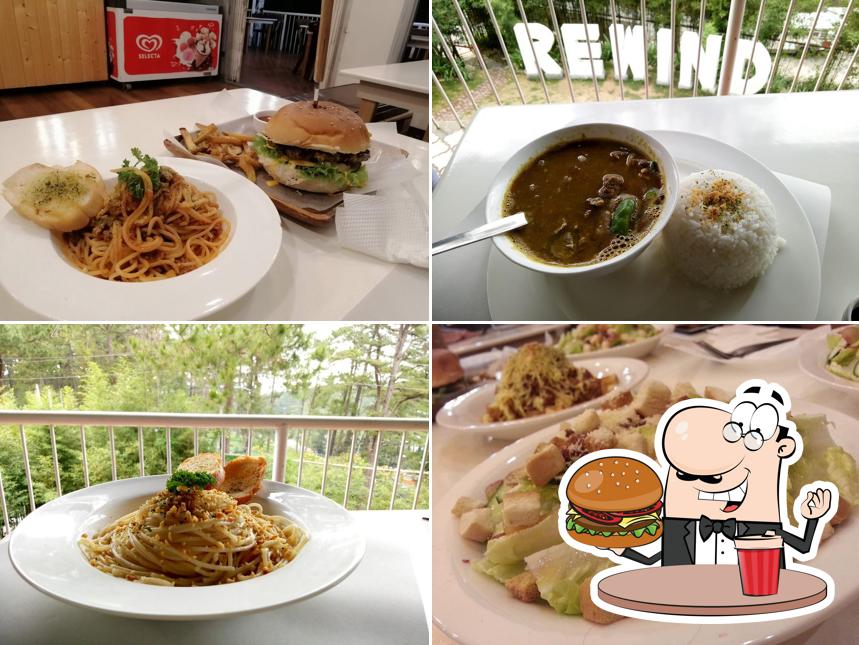 Treat yourself to a burger at Rewind Cafe