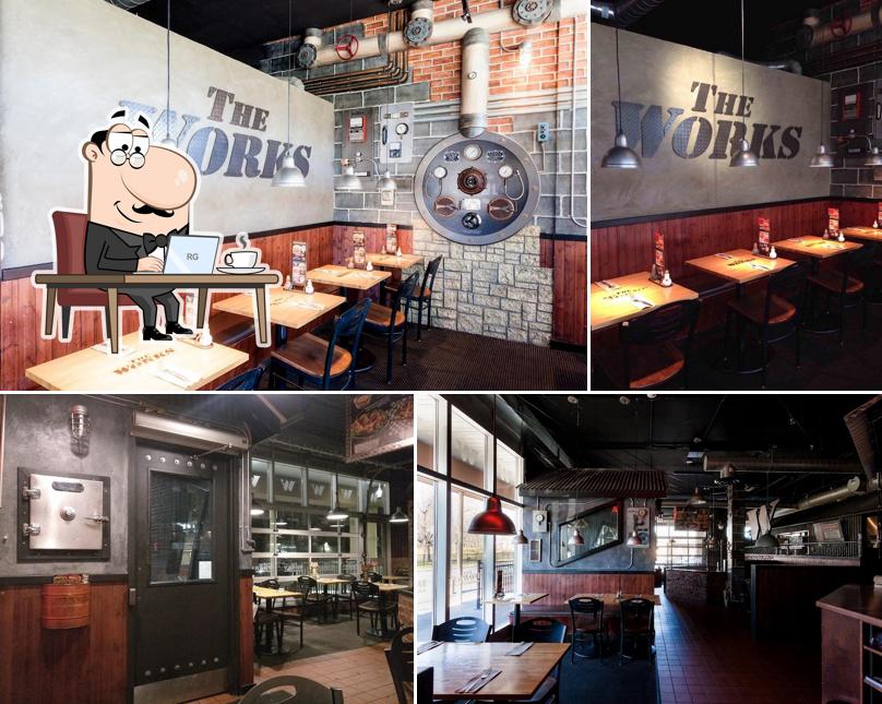 The interior of The WORKS Craft Burgers & Beer