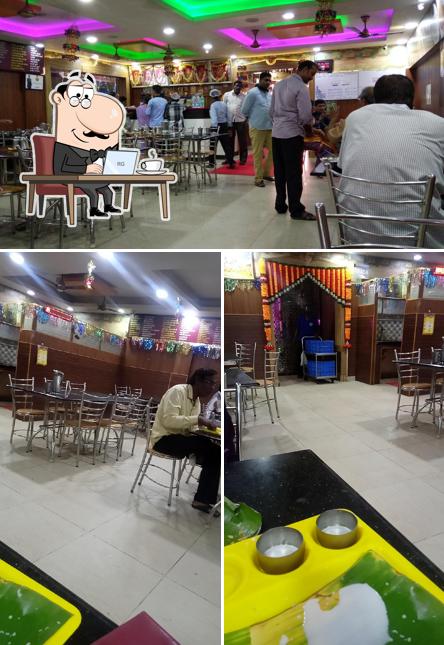 The interior of Sri Saravana Bhavan Restaurant