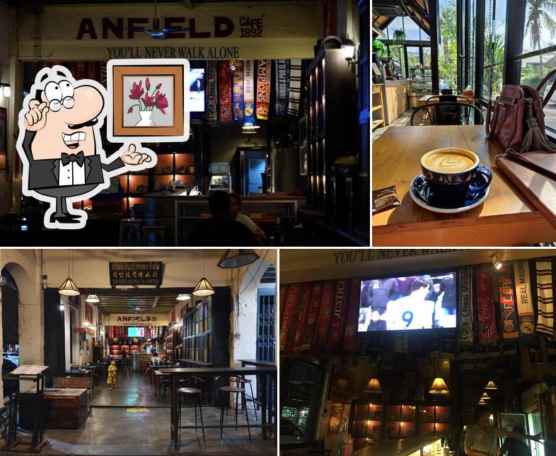 This is the photo depicting interior and food at Anfield Cafe