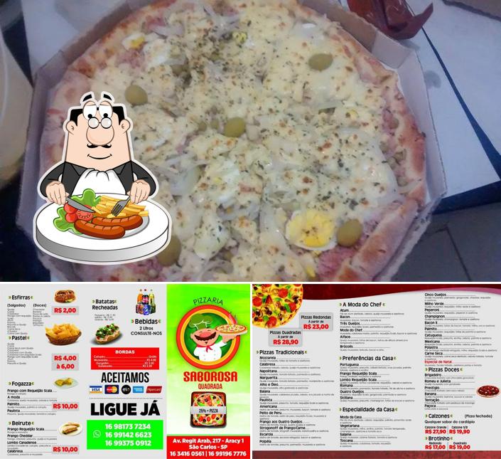 Comida em Pizzaria saborosa quadradas