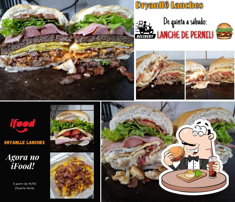 Delicie-se com um hambúrguer no Dryanle Lanches Entregas A Domicílio