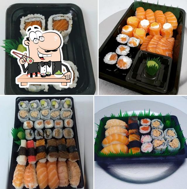 Rolos de sushi são servidos no Sushi Li