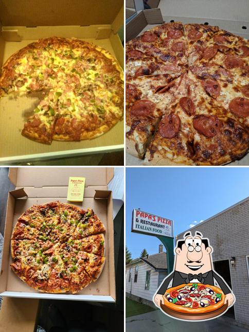 Get pizza at Papa's Pizza & Restaurant