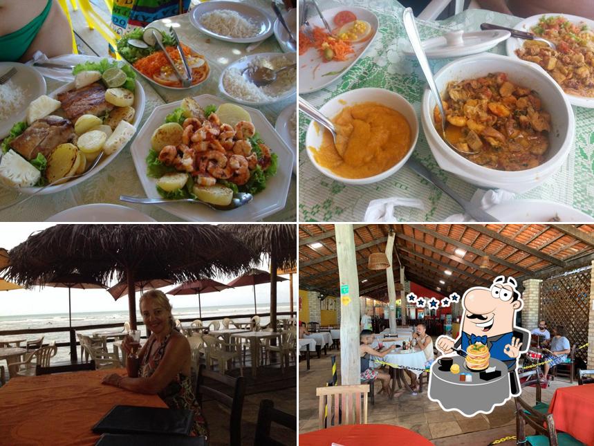 A ilustração do Restaurante Casarão’s comida e interior