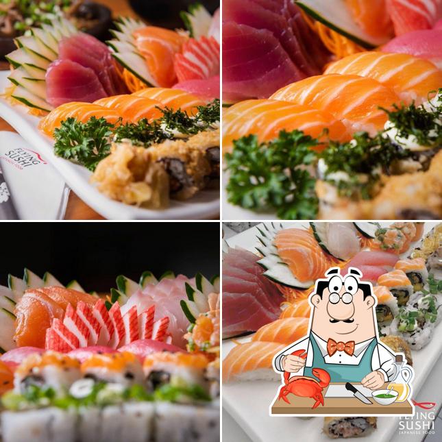 Os clientes do Flying Sushi Higienópolis podem pedir diversos refeições de frutos do mar