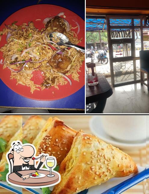 Check out the image displaying food and interior at Saffron Veg Chinese