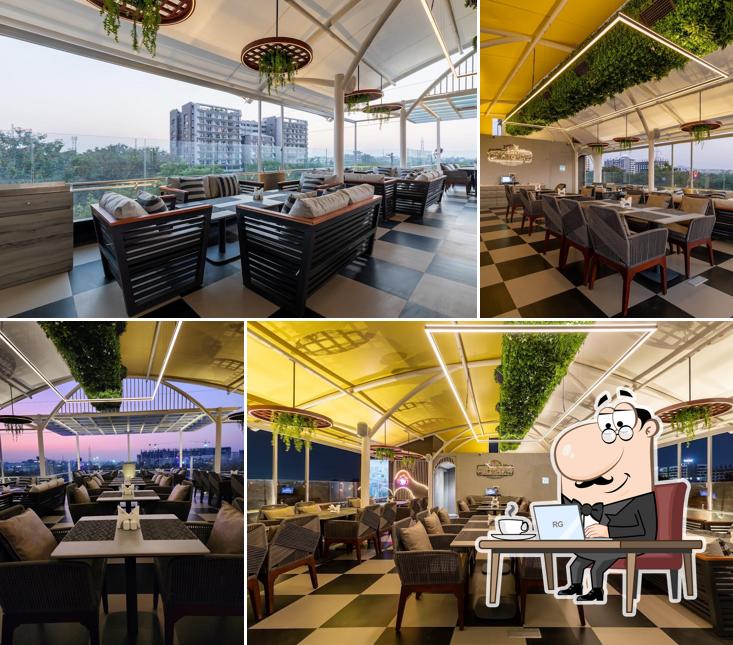 The interior of Project Charcoal Rooftop Restaurant