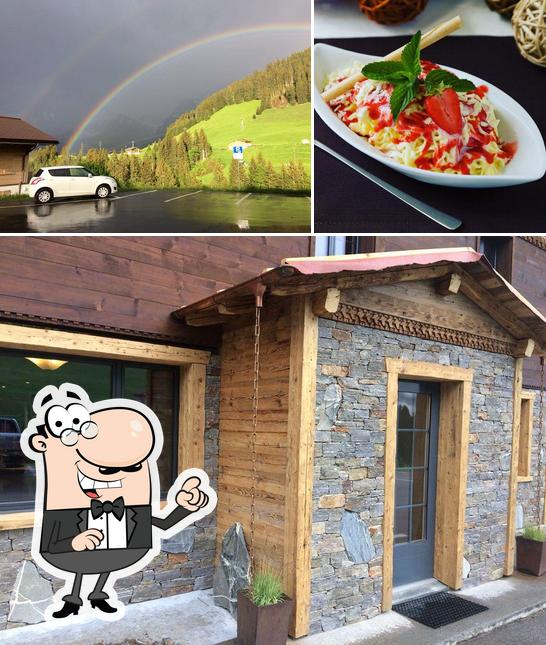 La immagine della esterno e cibo di Hotel Des Alpes Adelboden