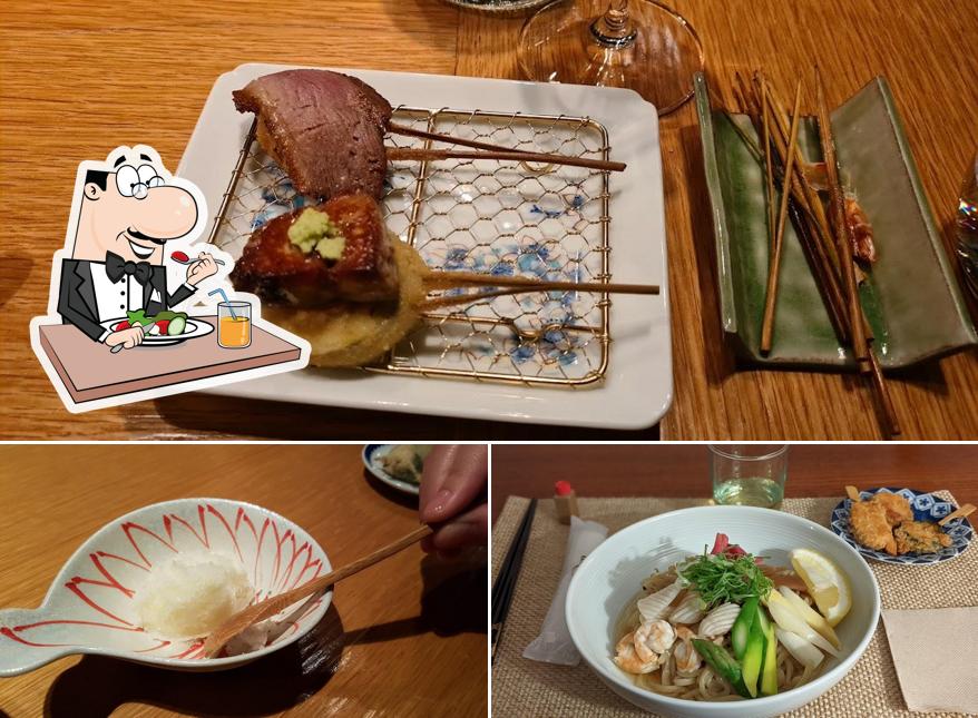 Еда в "Kushikatsu Bon"