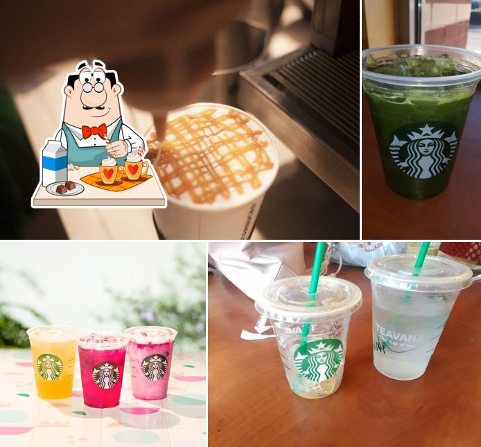 Enjoy a beverage at Starbucks