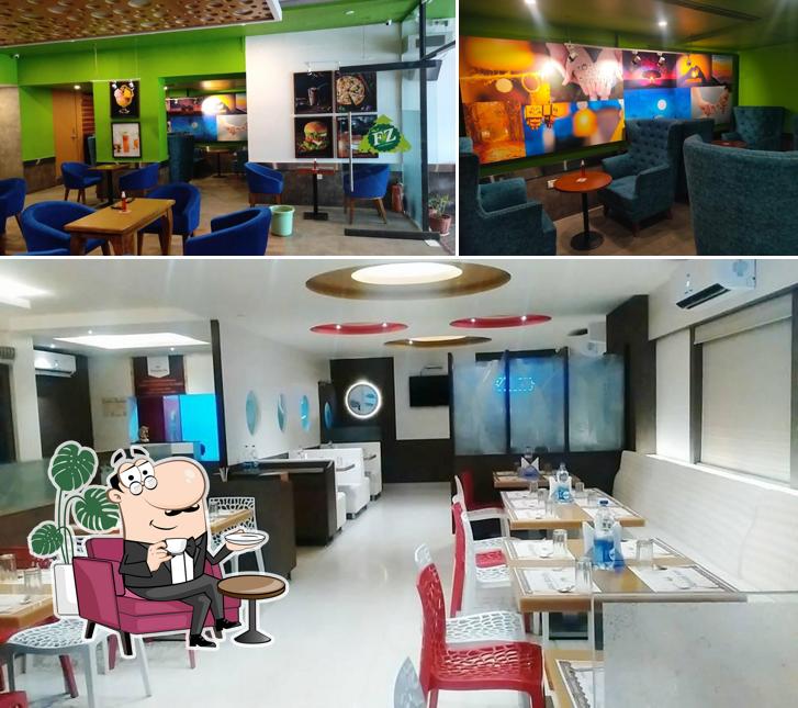 Take a seat at one of the tables at Fresh Zone