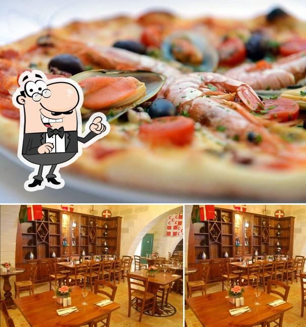 Фотография, на которой видны внутреннее оформление и пицца в Pizza and Pasta House