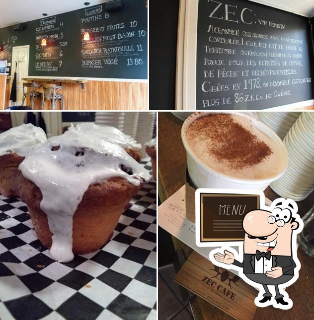This is the image depicting blackboard and food at ZEC Café