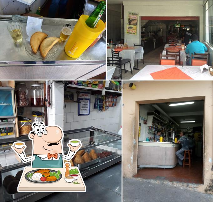 Dê uma olhada a imagem mostrando comida e interior no BAR DO MINEIRO