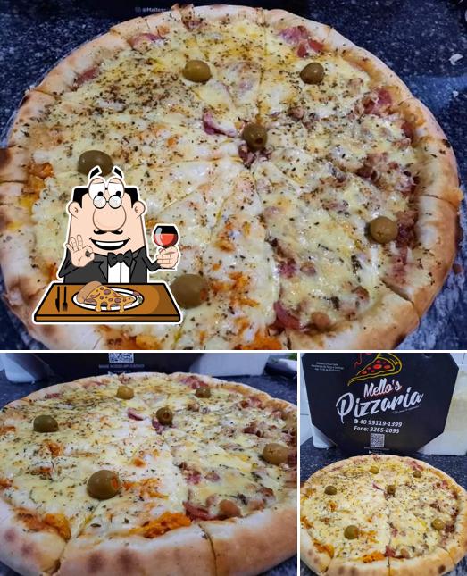 Escolha pizza no Mello's Pizzaria
