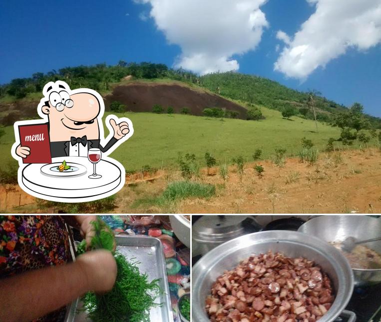 Esta é a ilustração apresentando comida e exterior no Restaurante Cheiro Verde