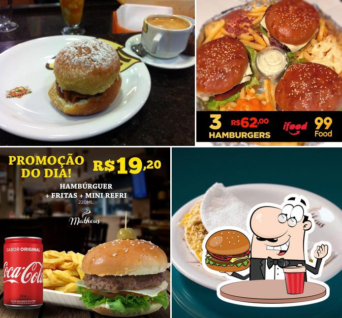 Peça um hambúrguer no Café e Confeitaria Matheus