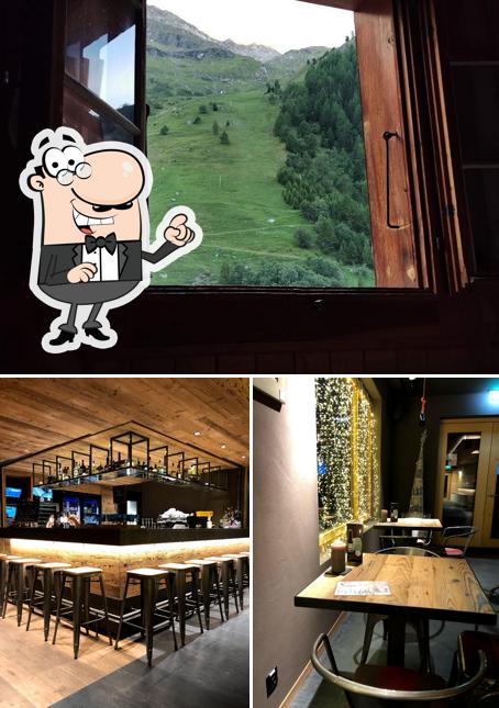 Tra le varie cose da Restaurant Alpina si possono trovare la interni e bancone da bar