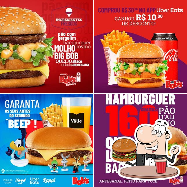 Experimente um dos hambúrgueres disponíveis no Bob's