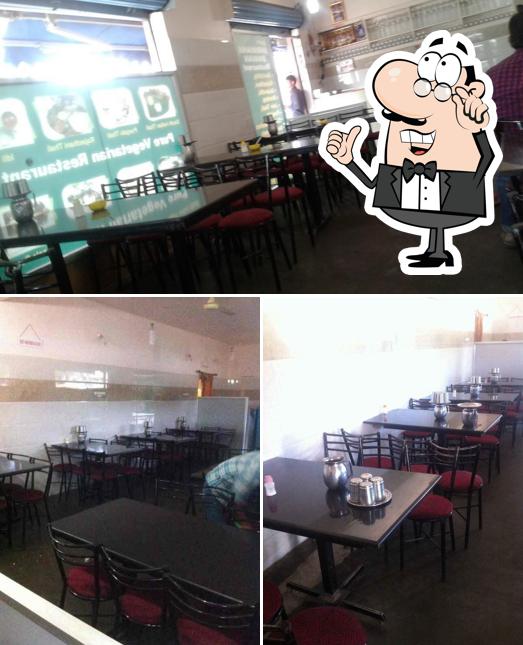 The interior of New Saravana Bhavan Restaurant