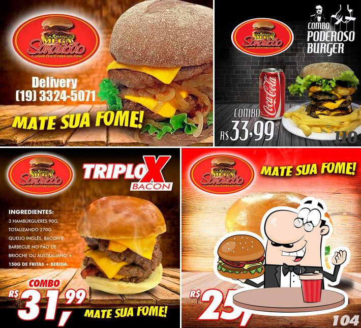 Os hambúrgueres do Mega Sandubão irão saciar uma variedade de gostos