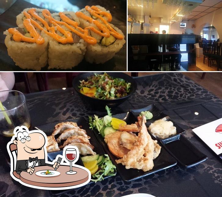 This is the picture showing food and interior at Super Sushi