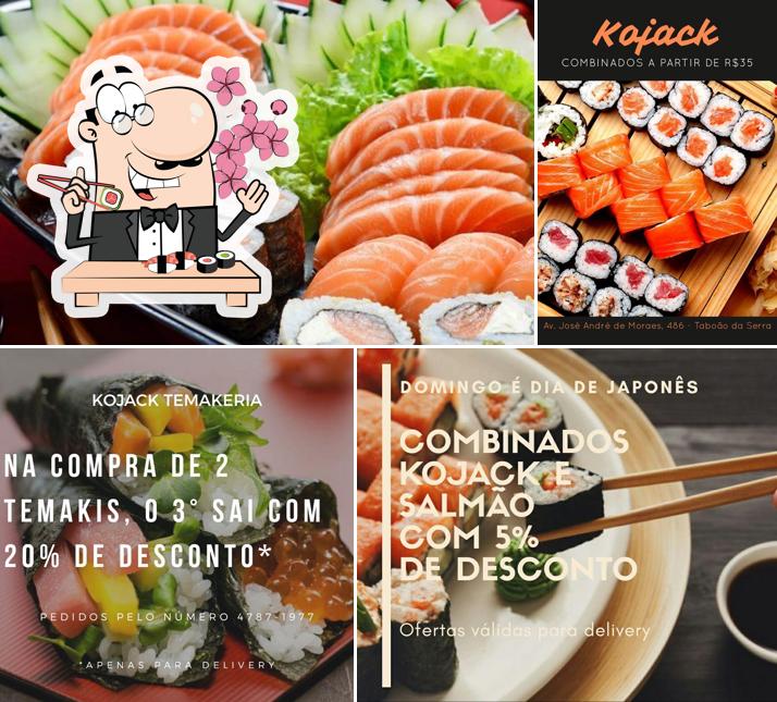 Rolos de sushi são servidos no kojack Temakeria & Sushi