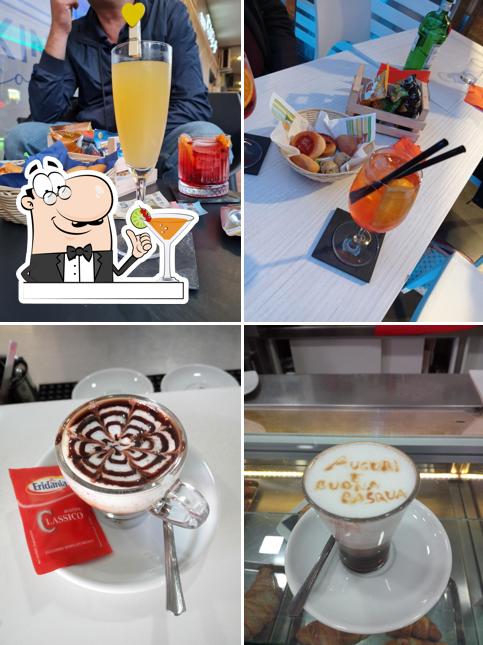 Take a look at the picture showing drink and food at King's Coffee Bar