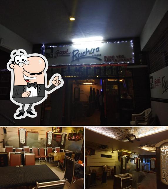 The interior of Gopi Ruchira Pure Veg. Restaurant