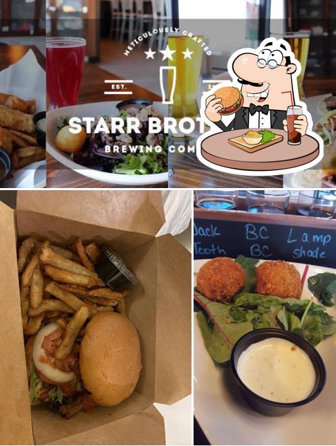 Order a burger at Starr Brothers Brewing Company