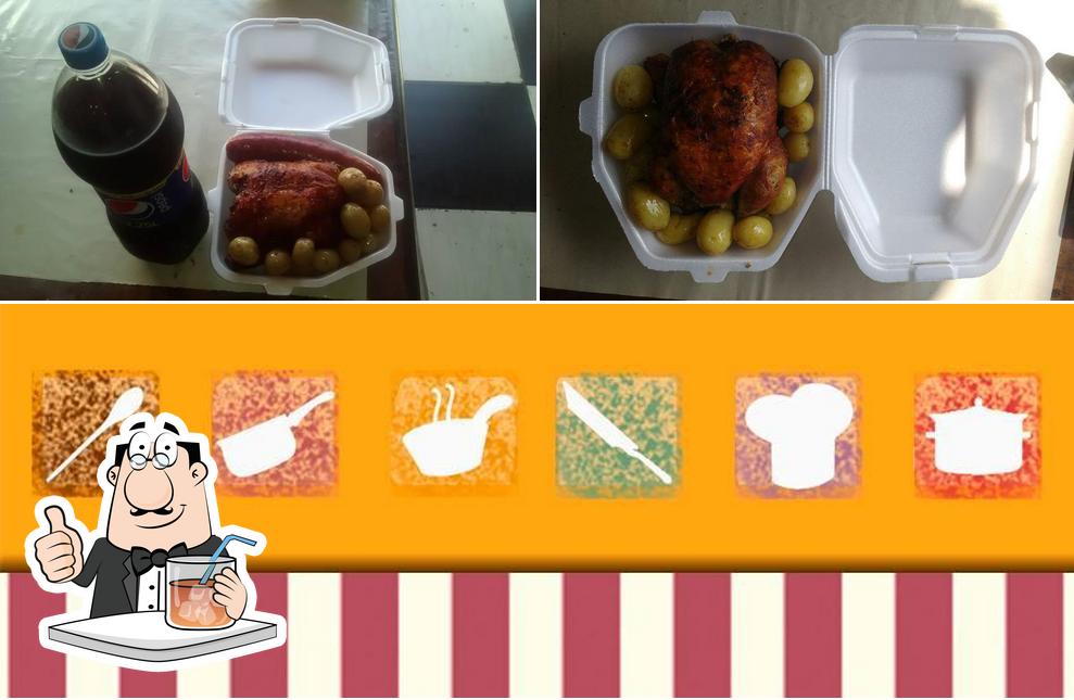 A bebida e comida do restaurante