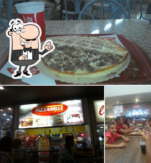 Entre diversos coisas, interior e comida podem ser encontrados no Pizzamille