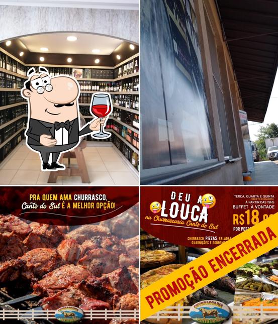 É agradável saborear uma taça de vinho no Churrascaria Canto do Sul