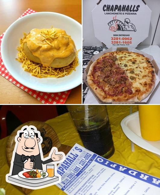 Dê uma olhada a ilustração apresentando comida e bebida a Chapahall's Lanchonete ou Pizzaria