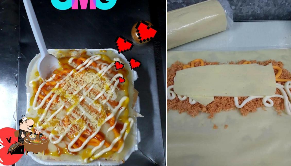 Platos en Pastel do Bom e hot dog do bom