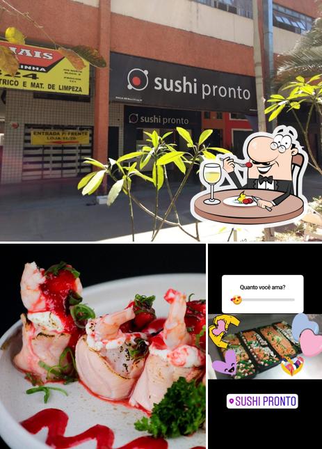 Dê uma olhada a imagem apresentando comida e exterior no Sushi Pronto